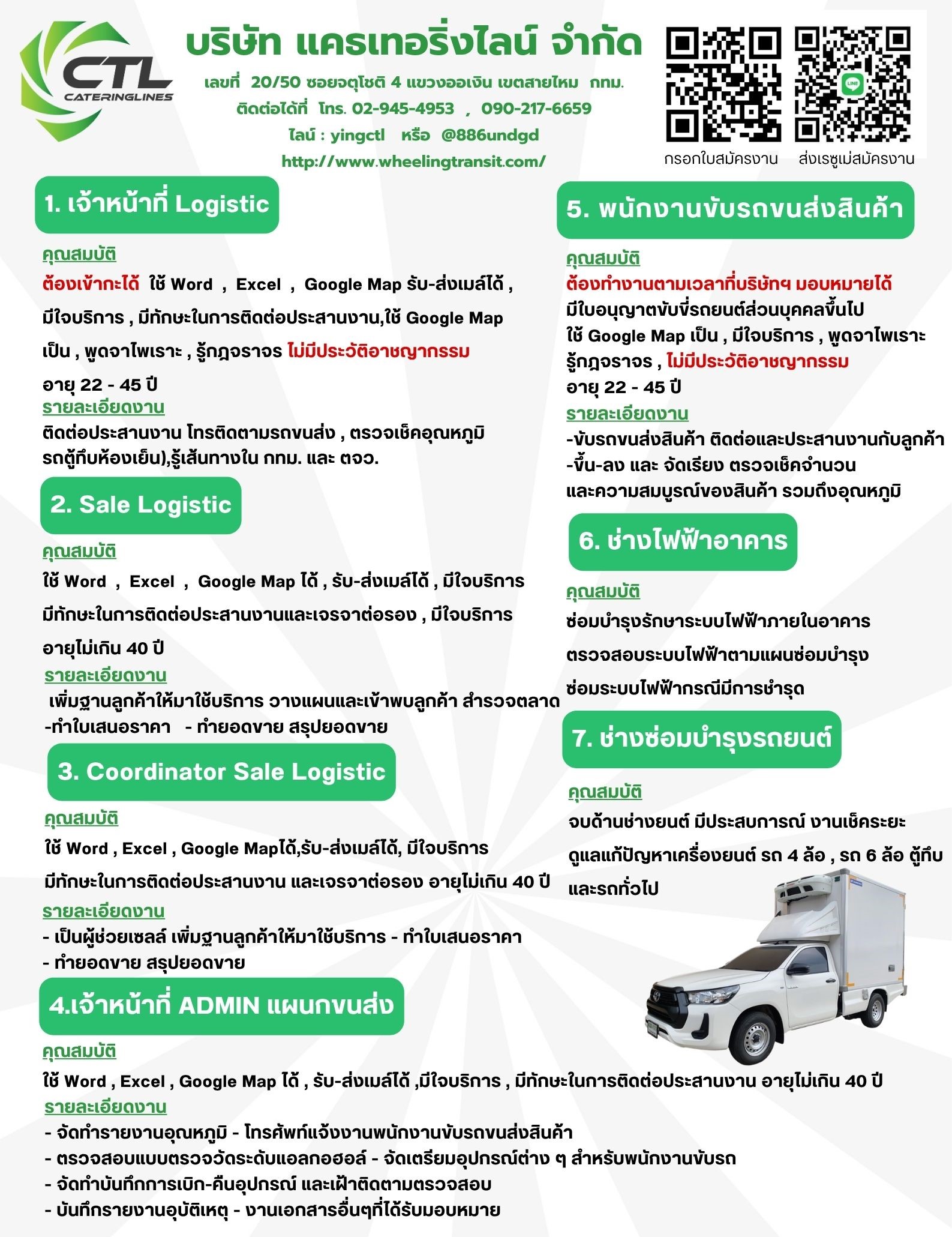 บริษัทแคธเทอริ่งไลน์จำกัด-รับสมัครพนักงาน